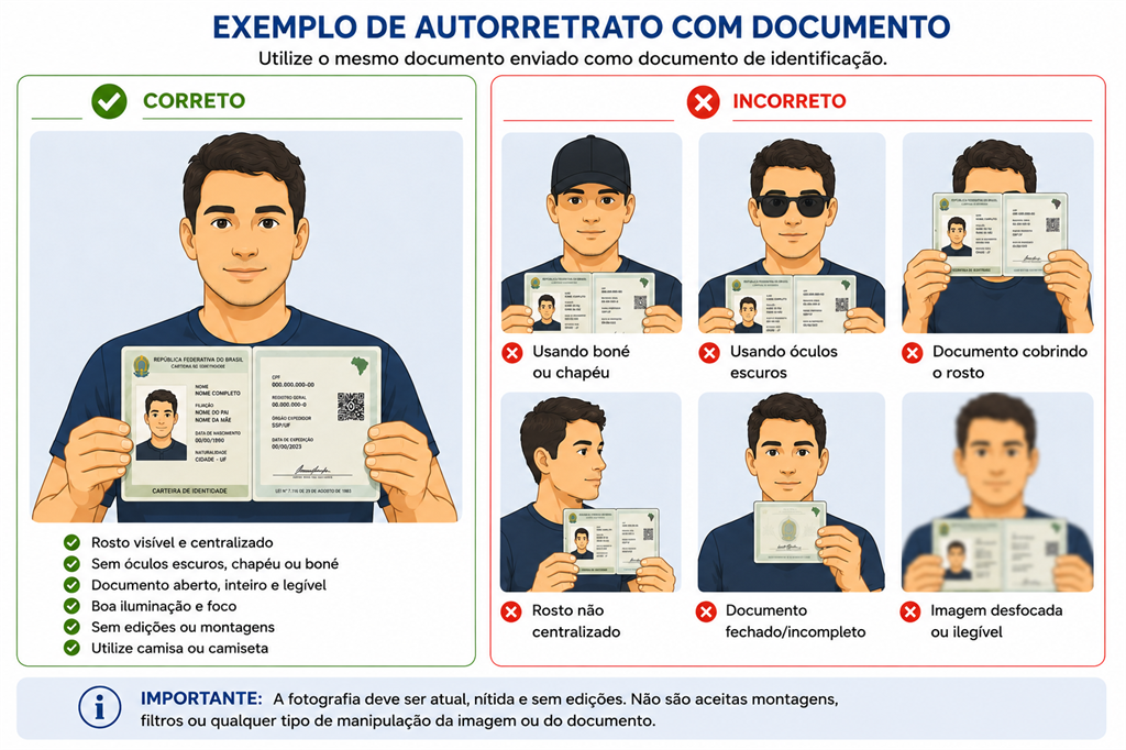 Exemplo ilustrativo de autorretrato com documento.